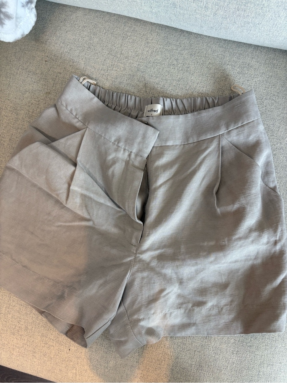 Wilfred Gray High-Rise Pleated Bermuda Shorts (never worn)
